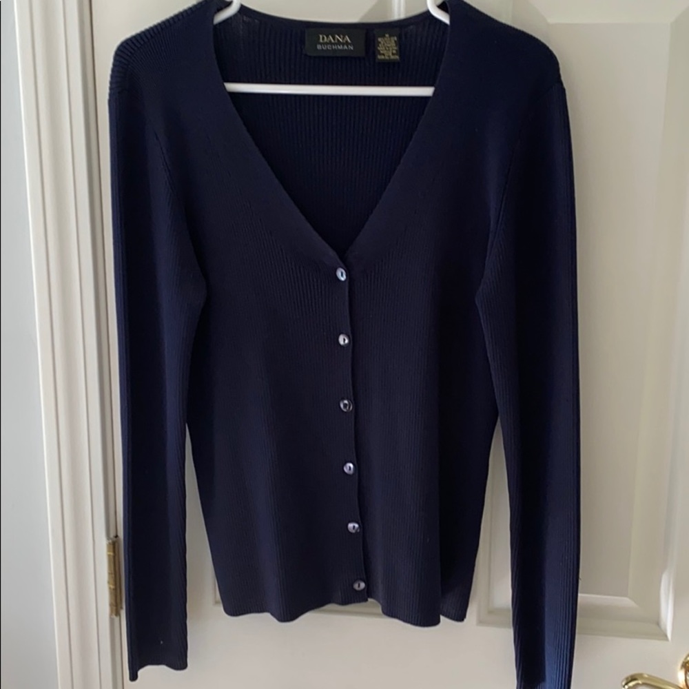 Navy blue Dana Buchman cardigan.